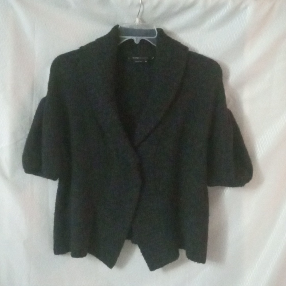 BCBG MAXAZRIA Cowl Collar Short Sleeve  Cardigan Sz XS/S Black Pre-owned
